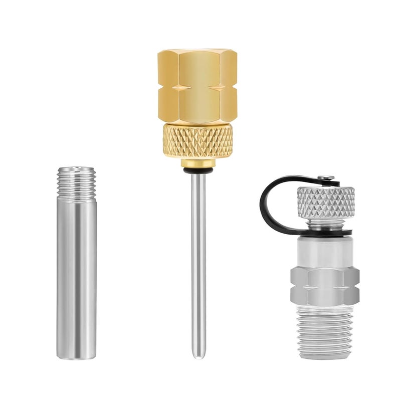 Roastove Brass Gauge Adaptor 1/4 NPT Female,2-1/2 OAL x 1-2/5" x 1/8" Probe with Stainless Steel Sheath,Pressure Gauge Fitting kit - Image 1